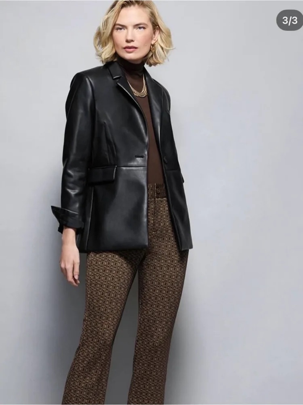 CAbi 4495 James Vegan Leather Black Blazer - Picture 1 of 5